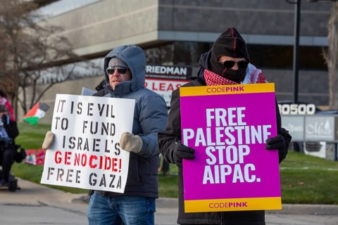 Farmington Hills, Michigan USA - 10 November 2025 - Activists picket U.S. Senator Haley Stevens'