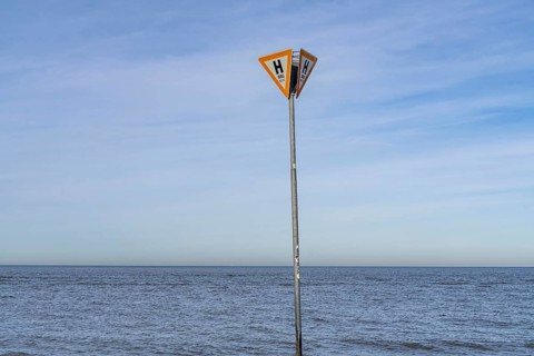 East Frisian North Sea island of Spiekeroog, Wadden Sea National Park, in winter, SOS, emergency