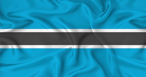 Close up of flag of Botswana with cloth texture. Realistic Botswana flag waving