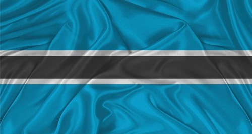 Realistic Botswana flag waving. Close up of flag of Botswana with cloth texture