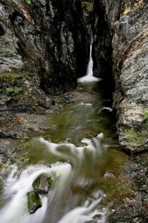 Small waterfall, Diosaz mountain river in the gorge, Gorges de la Diosaz, Les Houches,