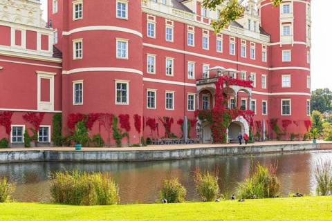New Muskau Castle, Muskauer Park, UNESCO World Heritage Site, Bad Muskau, Upper Lusatia, Saxony,