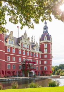 New Muskau Castle, Muskauer Park, UNESCO World Heritage Site, Bad Muskau, Upper Lusatia, Saxony,