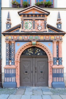 Renaissance portal at Naumburg City Hall (Saale), Saxony-Anhalt, Germany