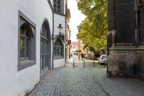 Topfmarkt hinter der Stadtkirche St. Wenzel, Naumburg (Saale), Saxony-Anhalt, Germany