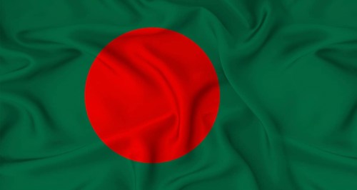Realistic Bangladesh flag waving Close up of flag of Bangladesh with cloth texture