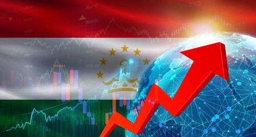 Global financial growth with Tajikistan flag. Financial growth with Tajikistan flag on economic