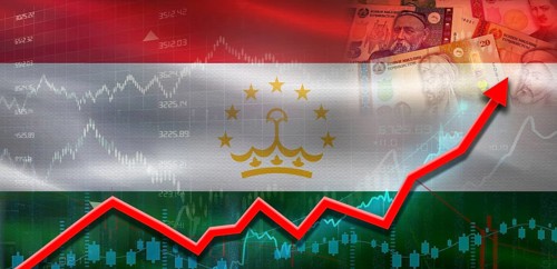 Tajikistan financial growth on market graph. Tajikistan economic growth on financial graph