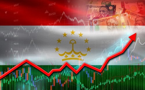 Tajikistan economic growth on financial graph. Tajikistan financial growth on market graph