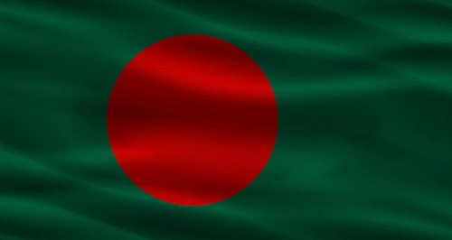 Bangladesh flag with fabric texture Realistic flag of Bangladesh waving