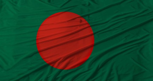 Bangladeshi flag waving. Flag of Bangladesh with cloth texture