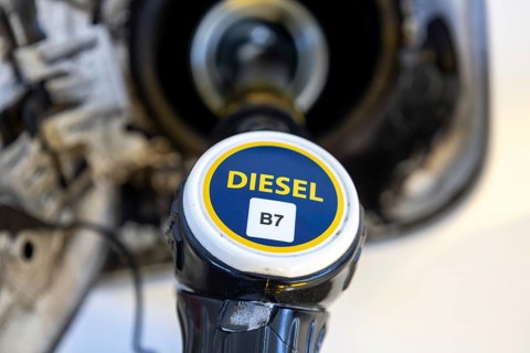 Close-up of refueling a car with diesel