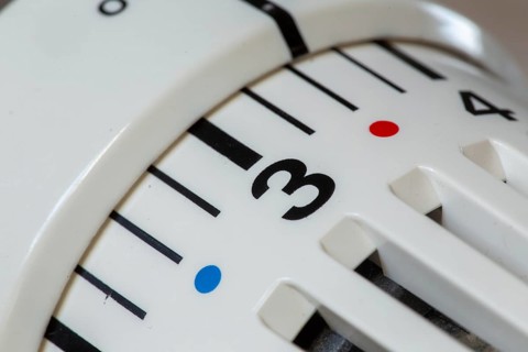 Close-up of a radiator thermostat