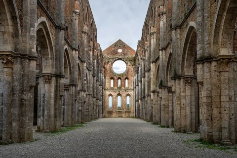 Ruins of the former Abbey of San Galgano, Tuscany, Italy