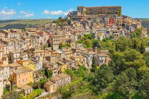 Elevated view of Ragusa Ibla, Ragusa Ibla, Ragusa province, Sicily, Italy