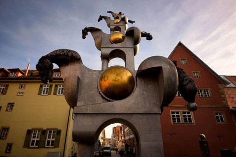 Grey Horse Tower sculpture by Jürgen Görtz, Bietigheim-Bissingen, Baden-Württemberg, Germany