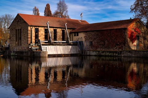 Energy generation in the Enz power plant, Stadtwerke hydroelectric power plant,