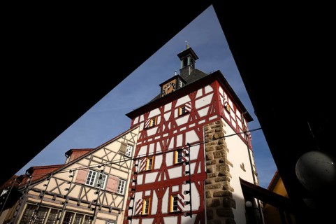 Unteres Tor, Stadttor, half-timbered house, Bietigheim-Bissingen, Baden-Württemberg, Germany
