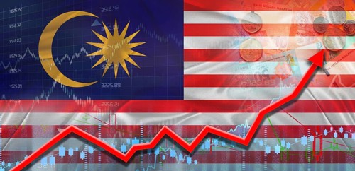 Malaysia financial growth on market graph. Malaysia economic growth on financial graph