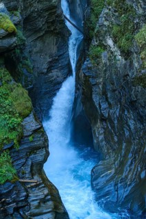 Stieber Waterfall in moss in Passeier, Italian Moso in Passiria, South Tyrol, Italy