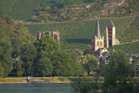 View of Bacharach with Post Tower, St. Peter's Church and Werner Chapel, Rhine,