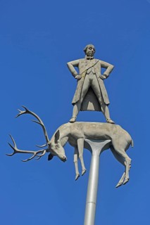 Friedrich Hölderlin sculpture by Peter Lenk 2003, modern art, Duke of Württemberg Karl Eugen,