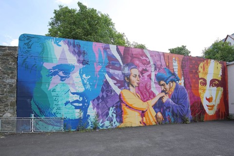 Mural Goethe's Werther by artist group 3Steps 2015, street art, grafitti, Johann Wolfgang von