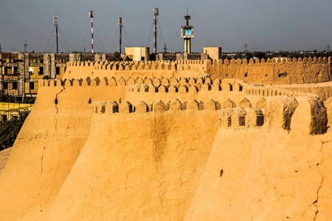 Clay city wall, Khiva, Uzbekistan