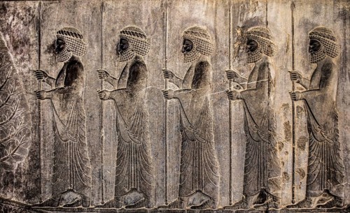 Relief detail of the delegation of peoples bringing gifts to Darius on the stairs of the Apadana
