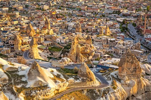 Balloon ride over fantastic tuff rock formations, Cappadocia, Turkey, Cappadocia, Turkey