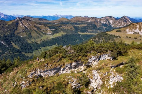 Drone shot, Egelseehörndl, Postalm, Osterhorn Group, Salzkammergut, Province of Salzburg, Austria