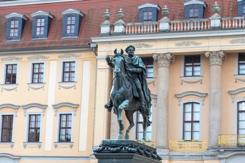 Equestrian statue, Grand Duke Carl August of Saxe-Weimar-Eisenach in antique armour on a horse,