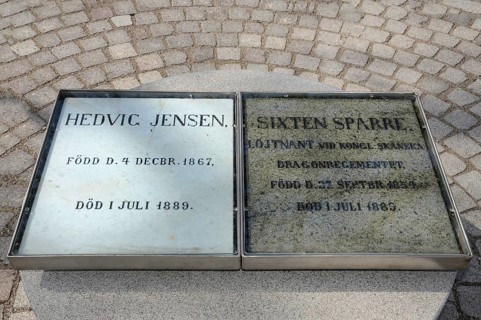 The grave of the love couple Danish circus artist Elvira Madigan or Hedvig Jensen and Swedish