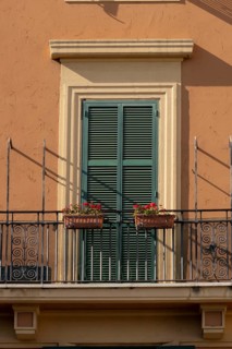 Window of a building in the city of Rome, Italy