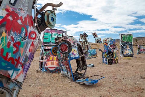 Goldfield, Nevada - The International Car Forest of the Last Church. Artist Mark Rippie has