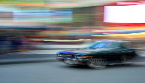 Vintage car at Shibuya Crossing, motion blur, long exposure, Shubuya Crossing, Shibuya, Tokyo,