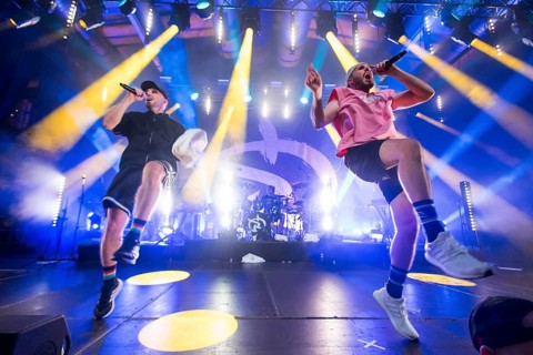 Carlito (Carlos Charlemoine) and Mal Élevé (Pablo Charlemoine), singers from Irie Révoltés live on