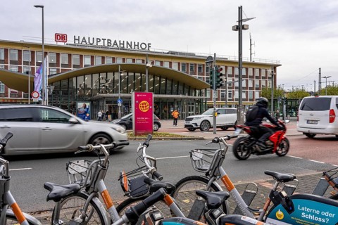 Bochum Central Station, Station Hall, Station Foreground, Bicycle Parking, Nextbike Station,
