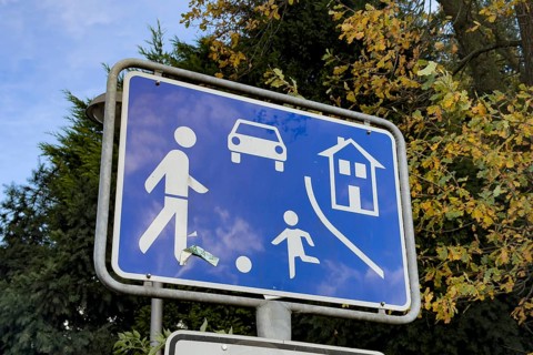 German road sign 325.1 marks the beginning of traffic-calmed area Traffic calming in a closed