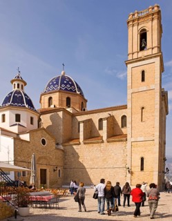 La Plaza, old town, church square, tourists, parish church, Nuestra Virgen de Consuelo, landmark of