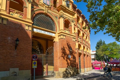 Plaza de Toros de la Misericordia historic bullring building, city of Zaragoza, Aragon, Spain