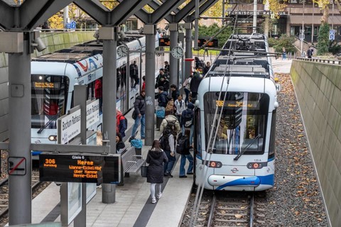 Bogestra station Rathaus Bochum, tram, subway, directly at the town hall, Hans-Böckler-Straße,
