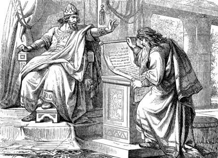 Shaphan the Scribe reads out the found legal role to the pious King Josiah (639-609 BC), Second
