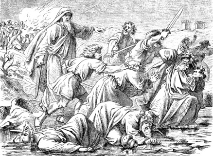 Elijah has the, Baal priest grab and kill, First Book of Kings, chapter 17, Baal, prophets, murder,