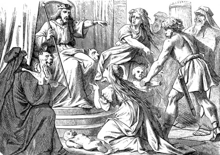 Solomon's Wise Judgment, First Book of Kings, Chapter 3, King Solomon, Throne, Group, Two Women,