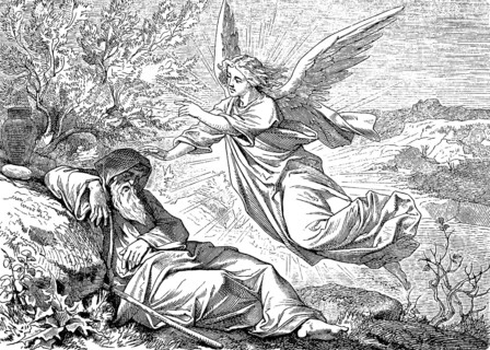 Elijah is wonderfully fed and strengthened, Get up and eat, First Book of Kings, chapter 19, sleep,