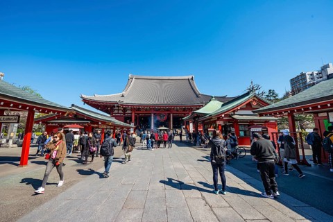 Buddhist temple complex, Asakusa shrine or Senso-ji temple, Asakusa, Tokyo, Japan