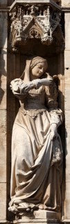 Sculpture at City Hall on Grand Place, Brussels, Belgium