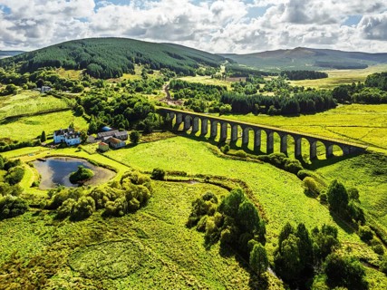 Shankend Viaduct from a drone, Hawick, Scottish Borders, Scotland, UK