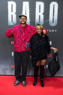 Yannick Niang and Tsellot Melesse at the premiere of the Netflix film Babo at the Astor Film Lounge